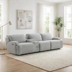 Power Modular Sofa and Console with Built-In Audio System - 4 pcs Grey Discount