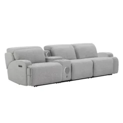 Power Modular Sofa and Console with Built-In Audio System - 4 pcs Grey Discount