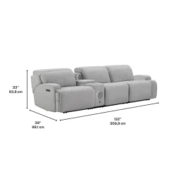 Power Modular Sofa and Console with Built-In Audio System - 4 pcs Grey Discount