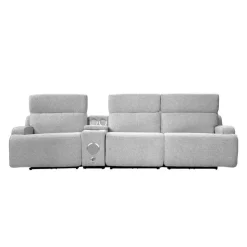 Power Modular Sofa and Console with Built-In Audio System - 4 pcs Grey Discount
