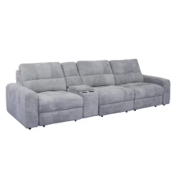 Power Modular Sofa with 2 Sliders and Console - 4 pcs Grey Sale