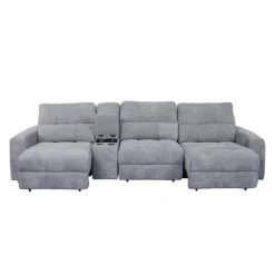 Power Modular Sofa with 2 Sliders and Console - 4 pcs Grey Sale
