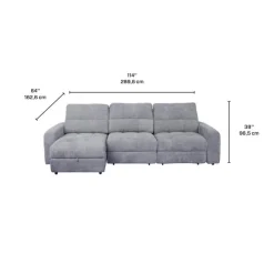Power Modular Sofa with 2 Sliders and Left-Side Chaise with Storage - 3 pcs Grey Online