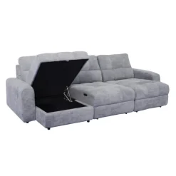Power Modular Sofa with 2 Sliders and Left-Side Chaise with Storage - 3 pcs Grey Online