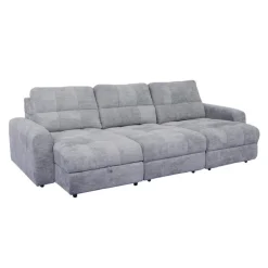 Power Modular Sofa with 2 Sliders and Left-Side Chaise with Storage - 3 pcs Grey Online