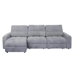 Power Modular Sofa with 2 Sliders and Left-Side Chaise with Storage - 3 pcs Grey Online