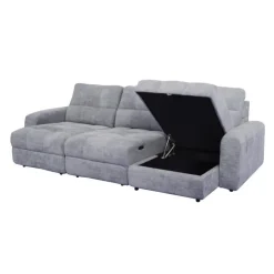 Power Modular Sofa with 2 Sliders and Right-Side Chaise with Storage - 3 pcs Grey Sale