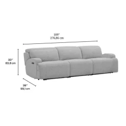 Power Modular Sofa with Adjustable Headrests - 3 pcs Grey