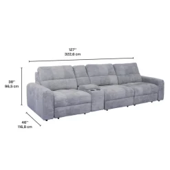 Power Modular Sofa with Sliders and Console - 4 pcs Grey Sale