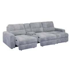 Power Modular Sofa with Sliders and Console - 4 pcs Grey Sale