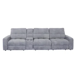 Power Modular Sofa with Sliders and Console - 4 pcs Grey Sale
