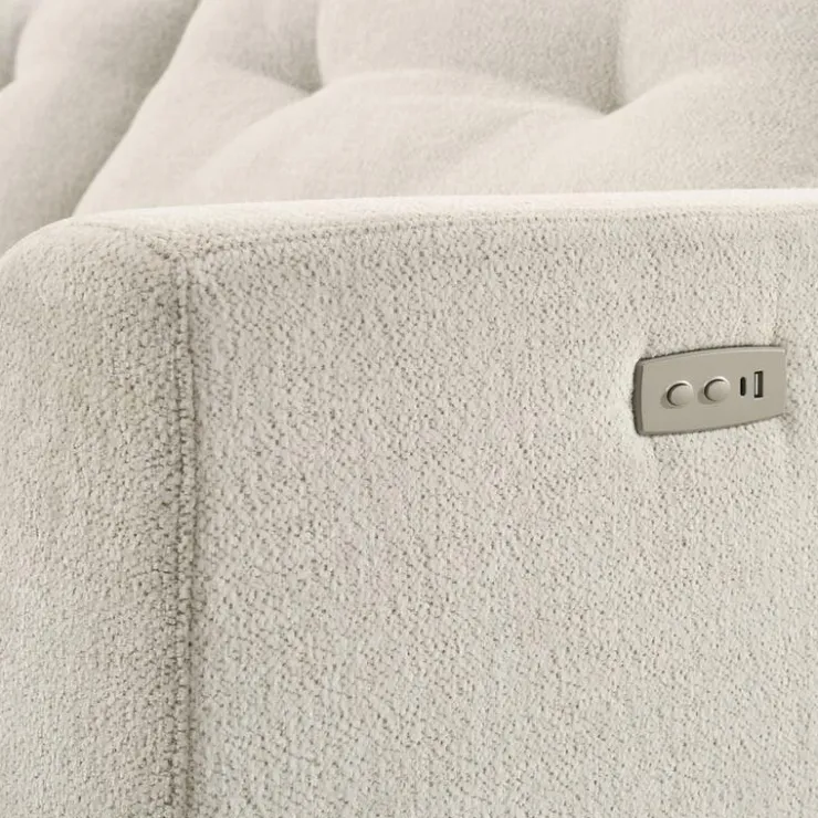 Power Recliner Loveseat and Left-Facing Chaise with Storage - Beige Hot