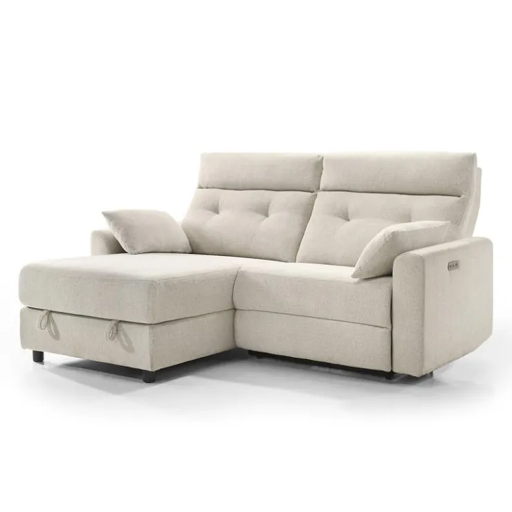Power Recliner Loveseat and Left-Facing Chaise with Storage - Beige Hot