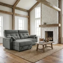 Power Recliner Loveseat and Left-Facing Chaise with Storage - Grey Clearance