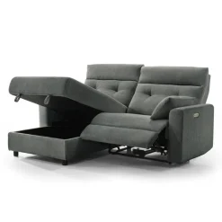 Power Recliner Loveseat and Left-Facing Chaise with Storage - Grey Clearance