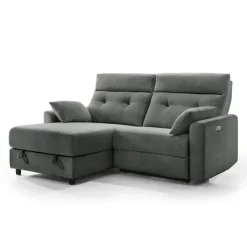 Power Recliner Loveseat and Left-Facing Chaise with Storage - Grey Clearance