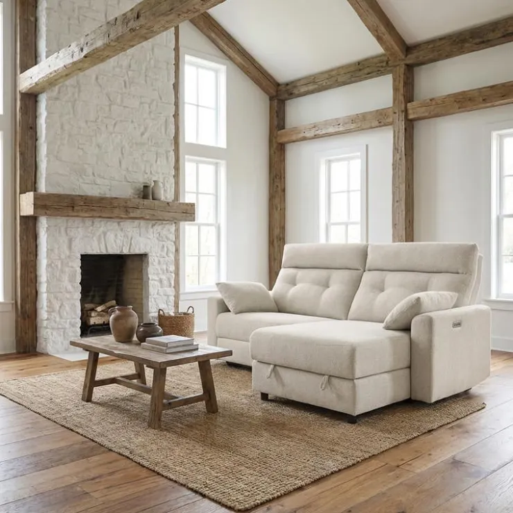 Power Recliner Loveseat and Right-Facing Chaise with Storage - Beige Clearance