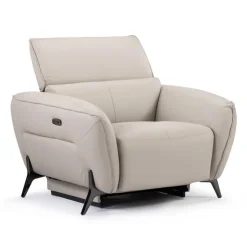 HTL Power Recliner with Adjustable Headrest - Genuine Leather Oatmeal Beige Sale