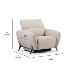 HTL Power Recliner with Adjustable Headrest - Genuine Leather Oatmeal Beige Sale