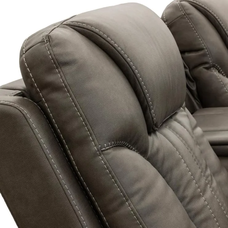 Power Recliner with Adjustable Headrest Grey Discount