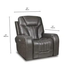 Power Recliner with Adjustable Headrest Grey Discount