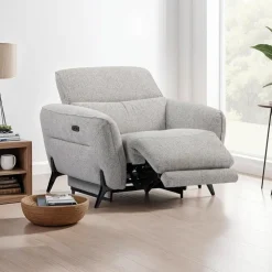 HTL Power Recliner with Adjustable Headrest - Fabric Beige Outlet