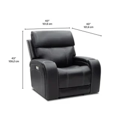 Power Recliner with Adjustable Headrest, Retractable Controls and Immersive Sound System Black Outlet