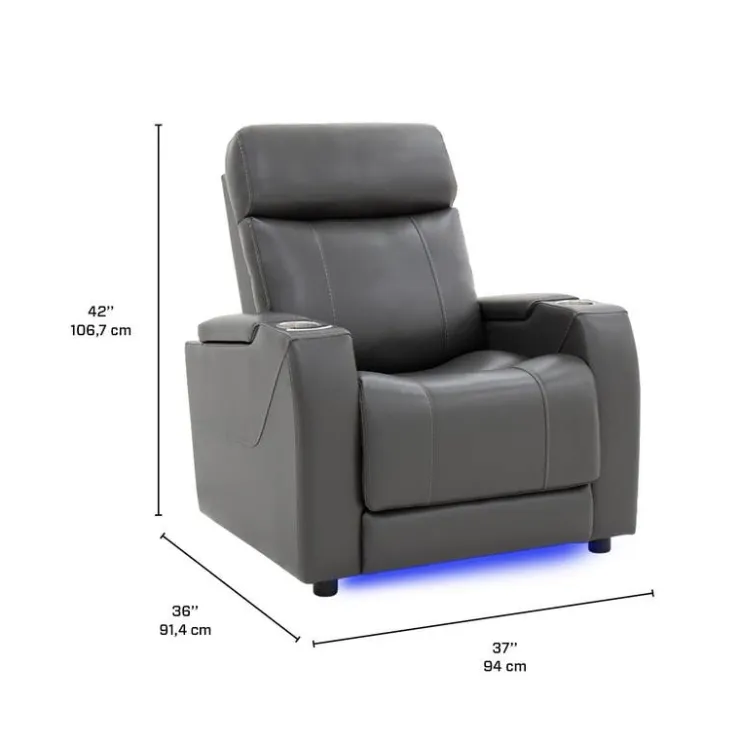 Power Recliner with Built-In Audio System - Grey Dark Grey Best