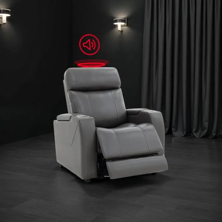 Power Recliner with Built-In Audio System - Grey Dark Grey Best