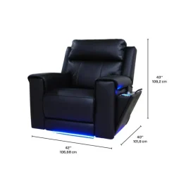 Power Recliner with Massage, Heat, and Retractable Console with Built-In Sound System Black Hot