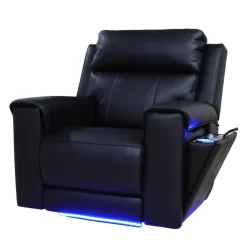 Power Recliner with Massage, Heat, and Retractable Console with Built-In Sound System Black Hot