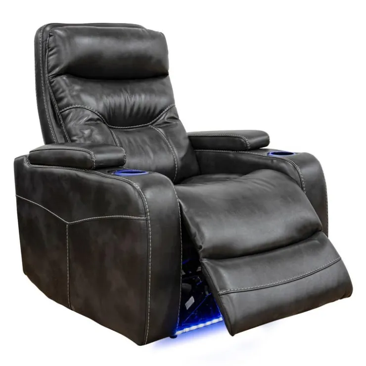 Power Recliner with Storage, Cup Holders and LED Lighting - Grey Online