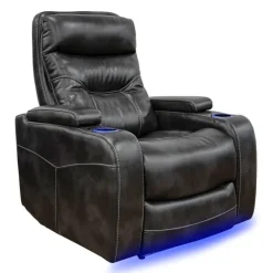 Power Recliner with Storage, Cup Holders and LED Lighting - Grey Online