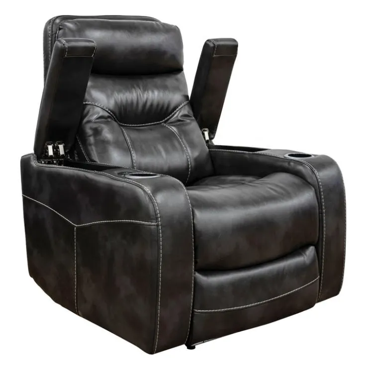 Power Recliner with Storage, Cup Holders and LED Lighting - Grey Online