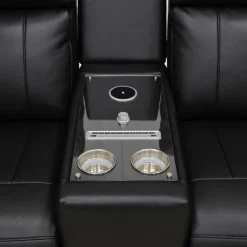 Power Reclining Loveseat with Massage, Heat, Console, and Built-In Sound System Black Online