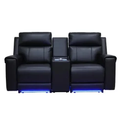 Power Reclining Loveseat with Massage, Heat, Console, and Built-In Sound System Black Online