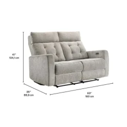 Power Reclining Loveseat with Adjustable Headrests Light Grey Hot