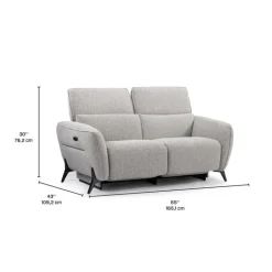 HTL Power Reclining Loveseat with Adjustable Headrests - Fabric Beige Hot