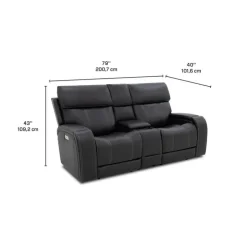 Power Reclining Loveseat with Adjustable Headrests, Console and Immersive Sound System Black