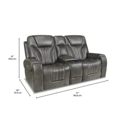 Power Reclining Loveseat with Adjustable Headrests Grey