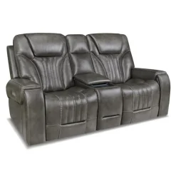 Power Reclining Loveseat with Adjustable Headrests Grey