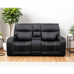Power Reclining Loveseat with Adjustable Headrests Black Discount