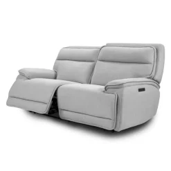 Power Reclining Modular Loveseat with Adjustable Headrests- 2 pcs Pale Grey Outlet