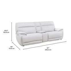 Power Reclining Modular Loveseat, Adjustable Headrests and Console with an Audio System - 3 pcs Pale Grey Discount