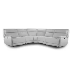 Power Reclining Modular Sectional, Adjustable Headrests and Fold-Down Backrest Seat - 5 pcs Grey Online