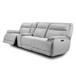 Power Reclining Modular Sofa, Adjustable Headrests, Console with an Audio System and Fold-Down Backrest Seat - 4 pcs Grey Best