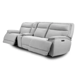 Power Reclining Modular Sofa, Adjustable Headrests, Console with an Audio System and Fold-Down Backrest Seat - 4 pcs Grey Best