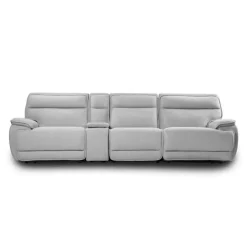 Power Reclining Modular Sofa, Adjustable Headrests, Console with an Audio System and Fold-Down Backrest Seat - 4 pcs Grey Best
