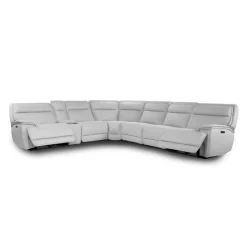 Power Reclining Modular Sectional, Adjustable Headrests, Console with an Audio System and Fold-Down Backrest Seat - 7 pcs Pale Grey Clearance