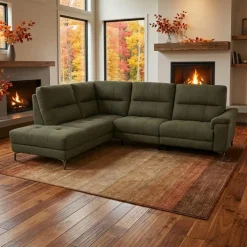 Power Reclining Sectional with Adjustable Headrest Green Clearance